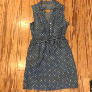 Meemoza polka dot denim dress